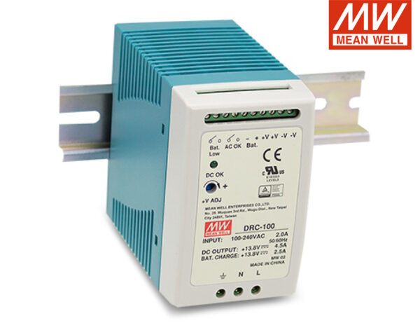 Τροφοδοτικό Ράγας 96.6W/27.6VDC/2.25A με Φορτιστή Μπαταρίας (UPS) DRC-100B MEAN WELL
