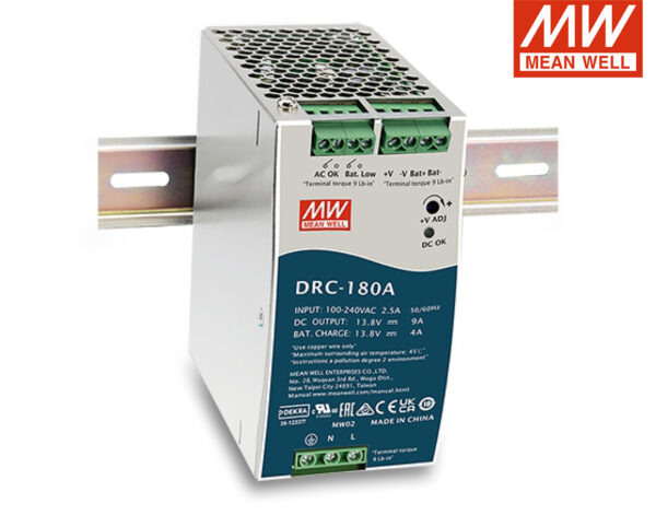 Τροφοδοτικό Ράγας 179.4W/13.8VDC/9A με Φορτιστή Μπαταρίας (UPS) DRC-180A MEAN WELL