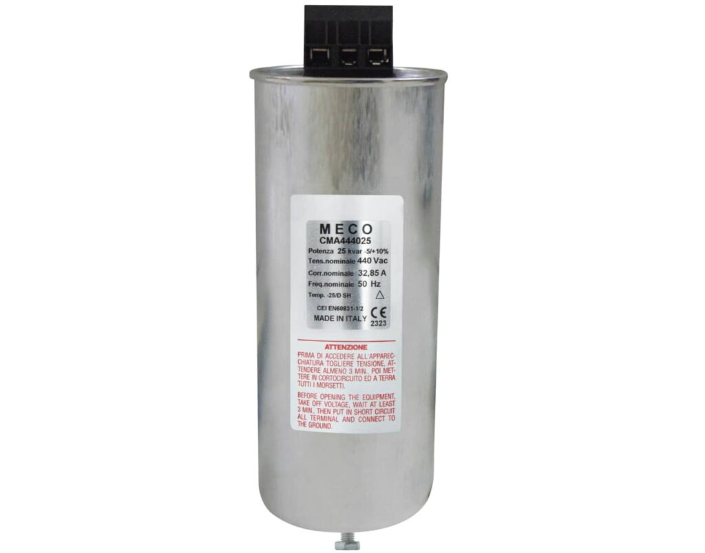 03.040.0008 Πυκνωτής 3Φ 25KVAR/440V Κυλινδρικός CMA MECO - Image 1