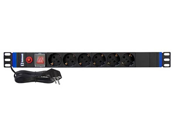 ΠΟΛΥΠΡΙΖΟ RACK ΑΣΦΑΛΕΙΑΣ 19" 1U 6 ΘΕΣΕΩΝ, ΔΙΑΚΟΠΤΗ&ΠΡΟΣΤΑΣΙΑ ΥΠΕΡΤΑΣΗΣ 4000W 16A ΑΛΟΥΜΙΝΙΟΥ SAFEWELL