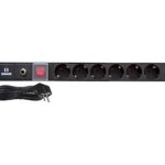 Πολύπριζο RACK Ασφαλείας 19" 1U 6 Θέσεων με Διακόπτη & Προστασία Υπέρτασης 4000W 16A SAFEWELL