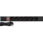 Πολύπριζο RACK 19'' 1U 6 Θέσεων με Διακόπτη 4000W 16A Αλουμινίου SAFEWELL