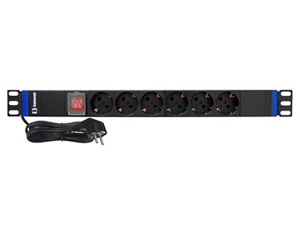 Πολύπριζο RACK 19'' 1U 6 Θέσεων με Διακόπτη 4000W 16A Αλουμινίου SAFEWELL