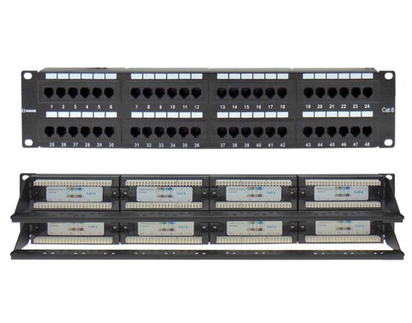 PATCH PANEL CAT6 UTP 48P 19" 2U με Οδηγό Καλωδίων SAFEWELL