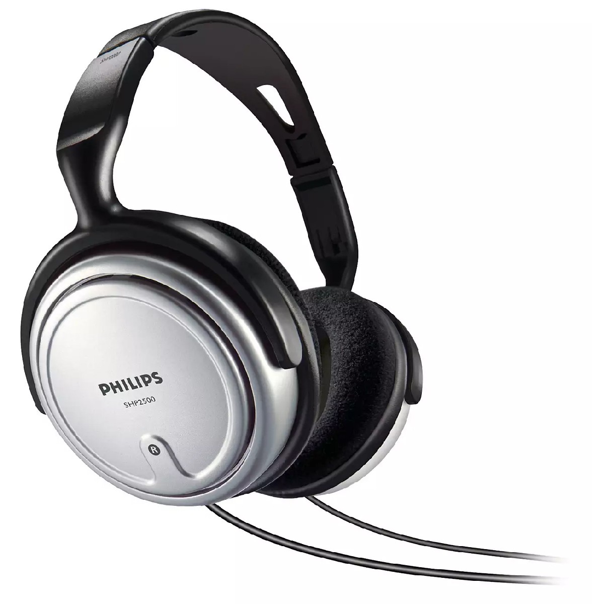 08189 Ακουστικά Stereo TV Philips SHP2500 3.5 mm Ασημί - Μαύρo με Αντάπτορα 6.3 mm και Καλώδιο 6 m για Συσκευές Ήχου - Image 1