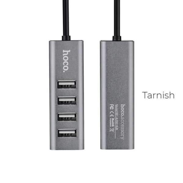 HOCO USB HUB 2.0, 4 Port, και Φορτιση, HB1, Ανθρακί