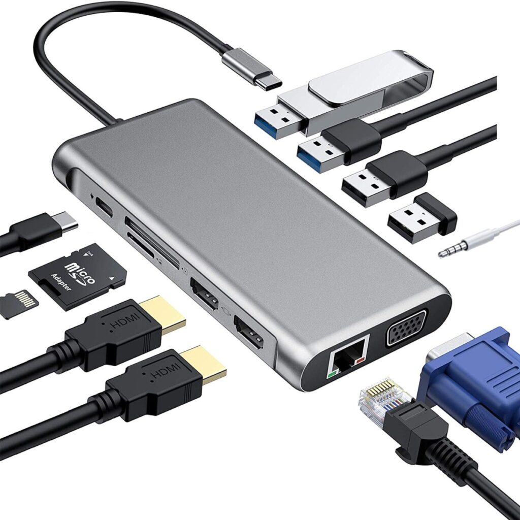 12in1 Μετατροπέας 12in1 USB C hub Dual HDMI USB2.0 x 4 - Image 1