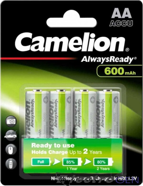 Camelion Επαναφορτιζόμενες Μπαταρίες AA 600mAh 1.2V (4τμχ)