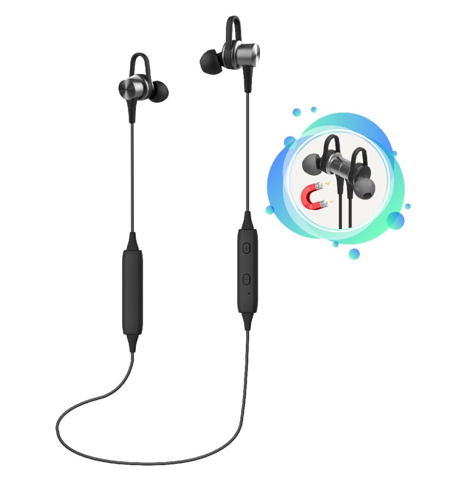 22419 Bluetooth Hands Free Noozy BH40 Sport Magnetic Necklace Multi Pairing Γκρι - Image 1