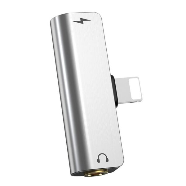 Αντάπτορας Hoco LS25 από Lightning σε 3.5mm και Lightning 2.0A Ασημί για Φόρτιση και Ήχο