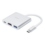 Hub Hoco HB14 Easy use USB-C με 3 Θύρες USB 3.0, USB-C PD, HDMI Ασημί 15cm