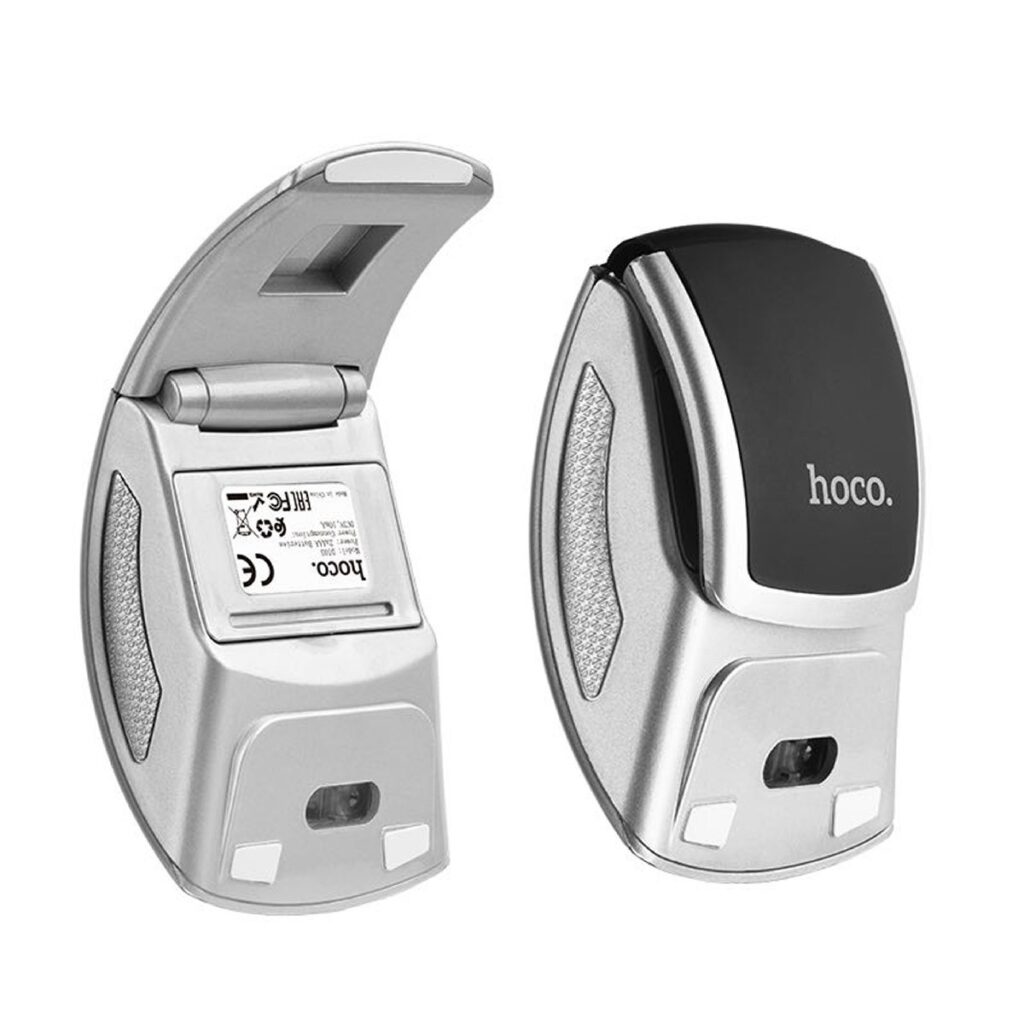 30046 Ασύρματο Ποντίκι Hoco. DI03 1200 DPI 2.4G 3 Πλήκτρων Αναδιπλούμενο. Μαύρο-Ασημί - Image 1