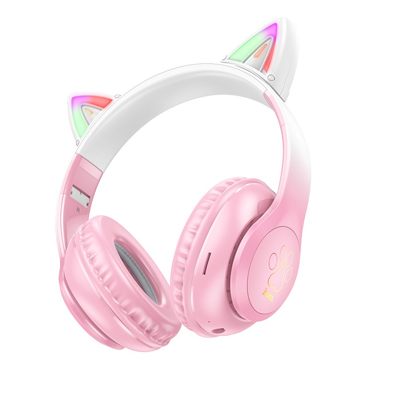 39623 Wireless Ακουστικά Stereo Hoco W42 Cat Ears 400mAh Micro SD και AUX Cherry Blossom - Image 1