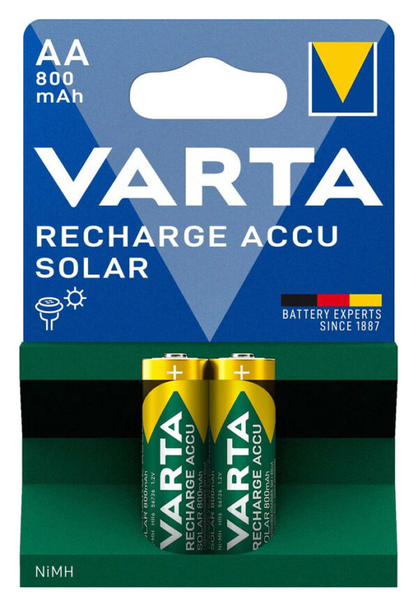 VARTA επαναφορτιζόμενες μπαταρίες λιθίου Solar, AA, 800mAh, 1.2V, 2τμχ
