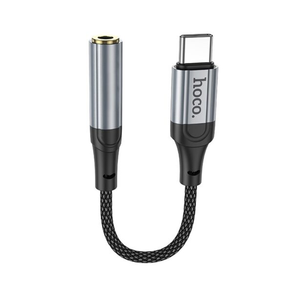 Αντάπτορας Hoco LS36 Fresh USB-C to 3.5mm Hi-Fi Braided 12cm Μαύρο Συμβατός με όλες τις Συσκευές