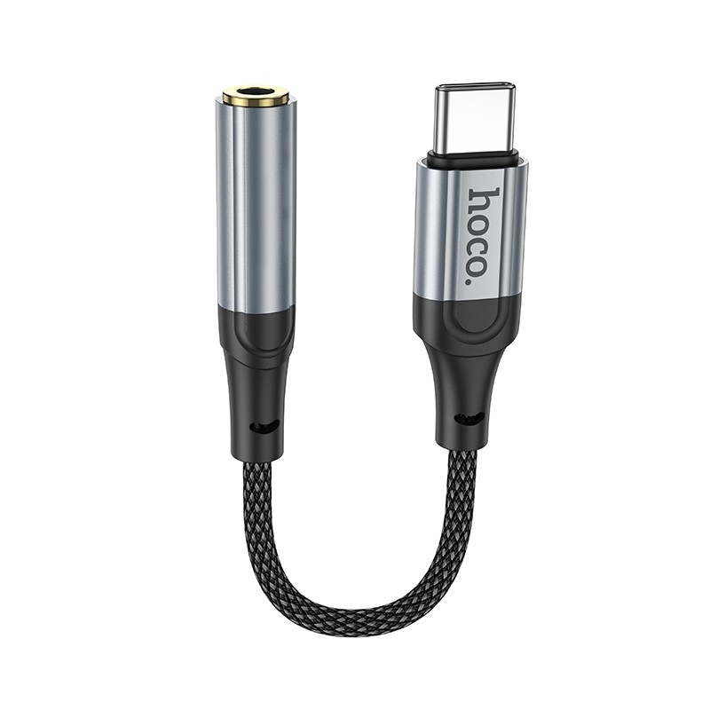41071 Αντάπτορας Hoco LS36 Fresh USB-C to 3.5mm Hi-Fi Braided 12cm Μαύρο Συμβατός με όλες τις Συσκευές - Image 1