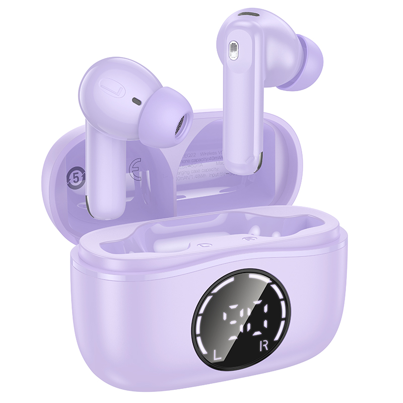 46222 Wireless Hands Free Hoco EQ22 Singer TWS V5.4 400mAh με 7 Ώρες Λειτουργίας και Εναλλαγή Master/Slave Μωβ - Image 1