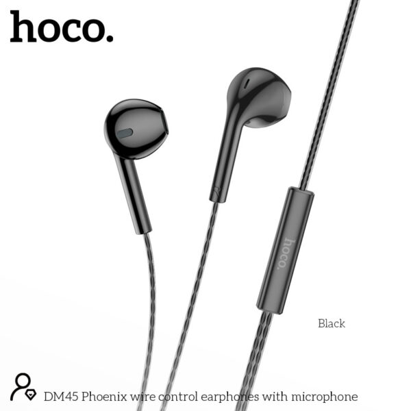 Hands Free Hoco. DM45 Phoenix Earphones Stereo 3.5mm με Μικρόφωνο και Πλήκτρο Λειτουργίας 1.2m Μαύρα