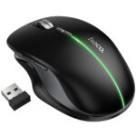 Ασύρματο Επαναφορτιζόμενο Ποντίκι Hoco GM40 Dixon RGB Wireless 2.4GHz Bluetooth 5.0 με 7  Πλήκτρα 1600 DPI Μαύρο