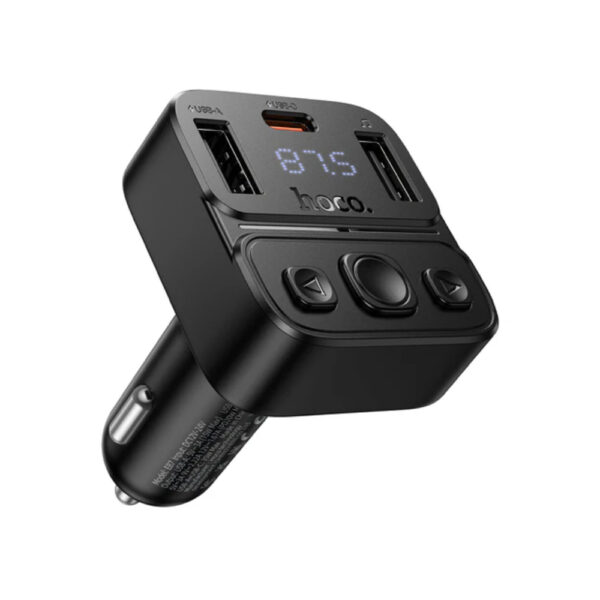 Bluetooth FM Transmitter Hoco E87 Delta 35W με 2xUSB-A και 1xUSB-C PD20W BT v5.4 Υποστηρίζει Αναπαραγωγή Μουσικής απο USB και Απάντηση Κλήσεων