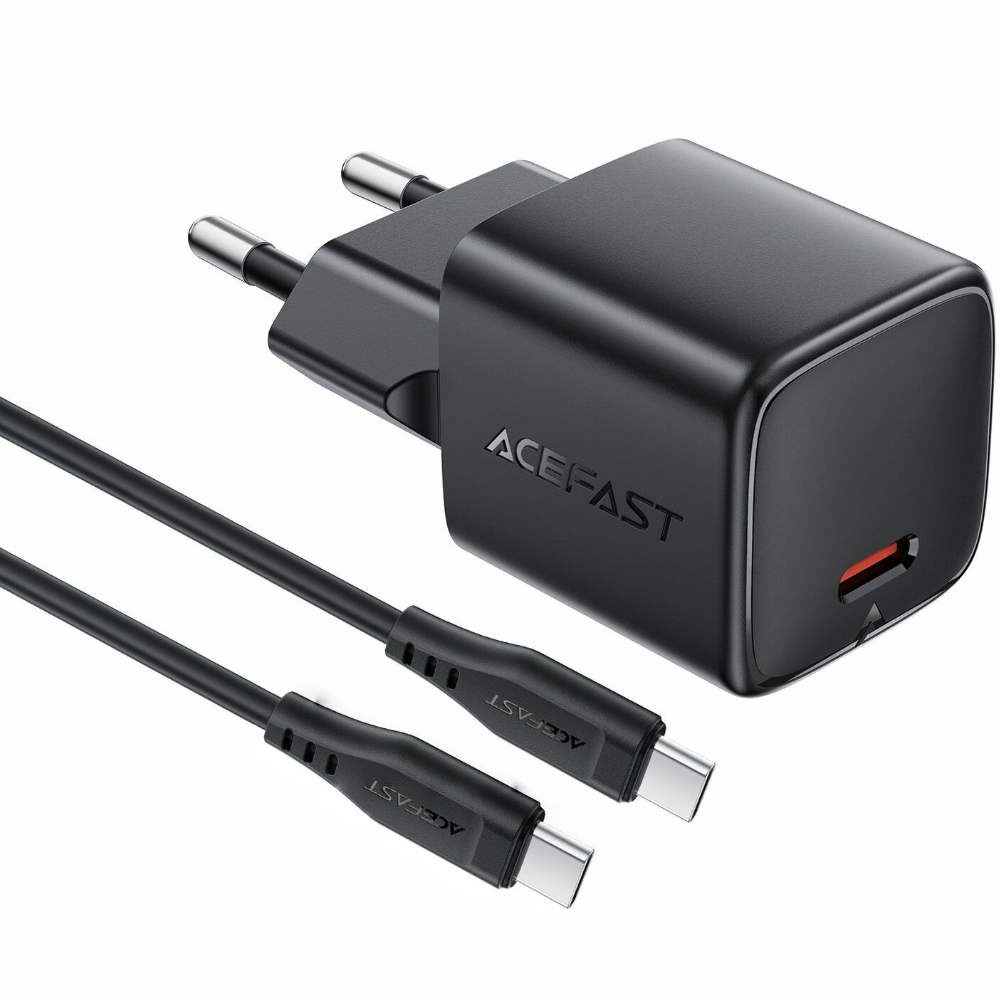 49550 Φορτιστής Ταξιδίου Acefast A118 Mini Fast Charging 1xUSB-C PD30W QC3.0 GaN με USB-C σε USB-C Καλώδιο 1.2m Μαύρος - Image 1