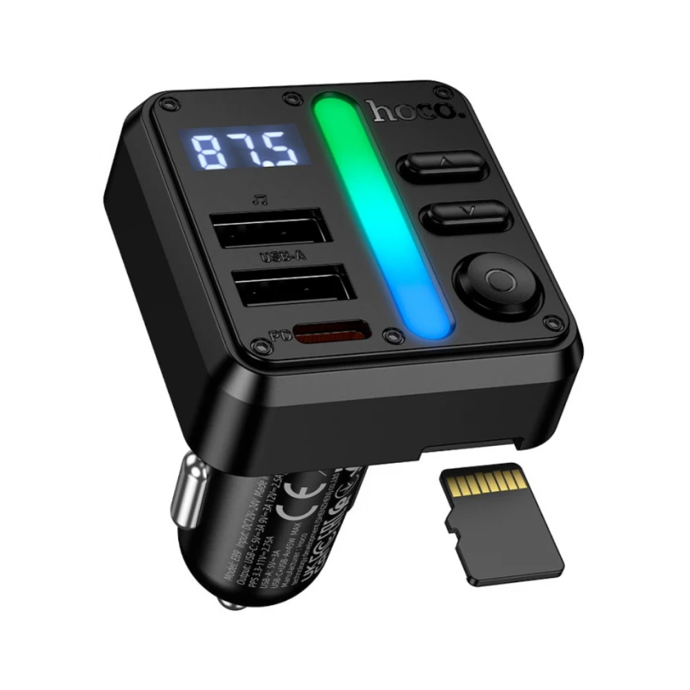 51106 Bluetooth FM Transmitter Hoco E89 Libre 45W 2xUSB-A 1xUSB-C PD30W BT v5.4 με Αναπαραγωγή Μουσικής απο USB ή SD και Απάντηση Κλήσεων - Image 1