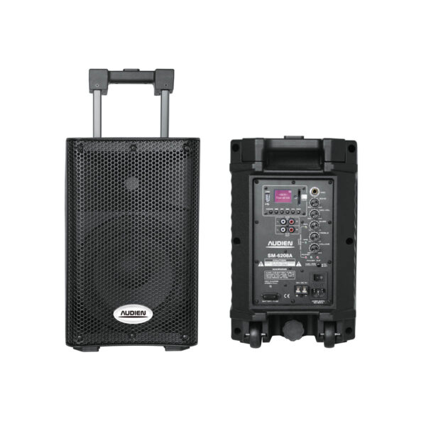 SM-6208Α Επαναφορτιζόμενο ενεργό ηχείο 8" με 2 ασύρματα μικρόφωνα