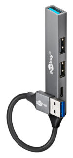 Goobay USB Hub 4x Θυρών USB 3.2 5Gbps USB Σύνδεση Γκρι 74458