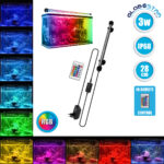 GloboStar® 79671 Φωτιστικό Ενυδρείου 28cm LED 5.8W 180° AC 230V Αδιάβροχο IP68 με Ασύρματο Χειριστήριο IR Πολύχρωμο RGB