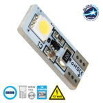 GloboStar® T10 W5W 81087 Λάμπα Αυτοκίνητου  2rd Generation Can-Bus Series LED 2 SMD 5050 1.2W 40lm 360° DC 12V IP20 Ψυχρό Λευκό 6000K