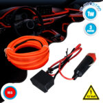 GloboStar® 82206 TUBE 360° Degree Διακοσμητική EL-Wire Neon Αυτοκινήτου Κορδόνι Σετ 3m 1W/3m 30lm/m 360° DC 12V με Βύσμα Αναπτήρα Αυτοκινήτου Αδιάβροχη IP68 Κόκκινο