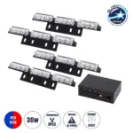 GloboStar® 85017 PRO Series Σετ 4 x 3 Μπάρες Σήμανσης Οχήματος Οδικής Βοήθειας για Αυτοκίνητα & Φορτηγά 3 Προγραμμάτων Φωτισμού STROBE LED HIGH POWER 36W DC 10-30V Αδιάβροχο IP65 Κόκκινο & Μπλε- Μ18 x Π4.5 x Υ3cm - 2 Χρόνια Εγγύηση