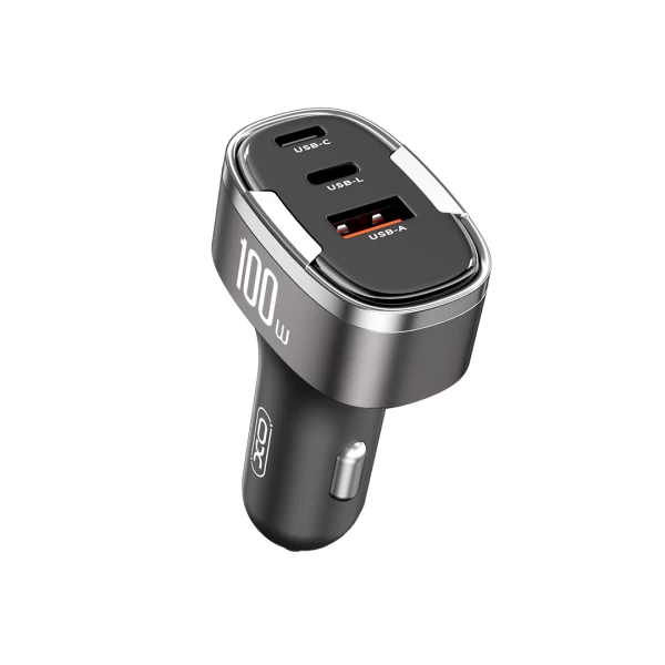 AMR-CC61 XO CC61 Universal φορτιστής αυτοκινήτου 100W με 3 εξόδους USB-C, USB-A, Lightning - Image 1