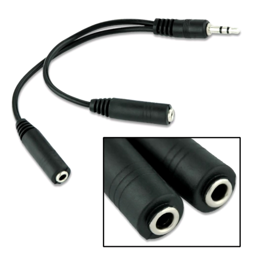 CAB-J011 POWERTECH καλώδιο 3.5mm αρσενικό σε 2x 3.5mm θηλυκό CAB-J011 0.2m, μαύρο - Image 1