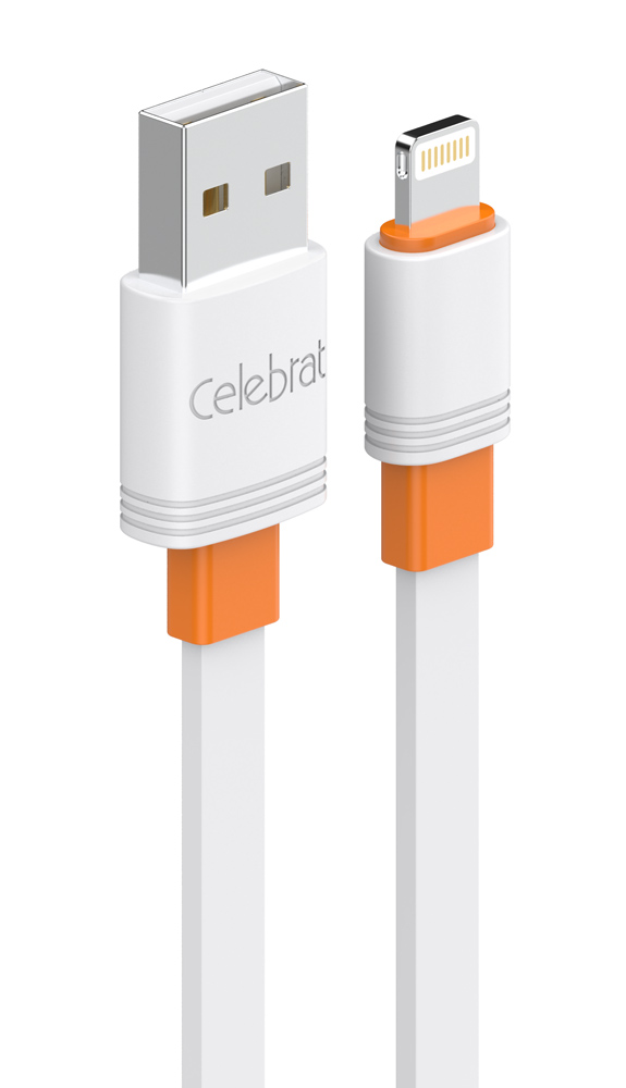 CB-33A-L-WH CELEBRAT καλώδιο Lightning σε USB CB-33L, flat, 2.4A, 1m, λευκό - Image 1
