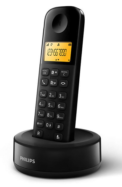 PHILIPS ασύρματο τηλέφωνο D1601B/34, με ελληνικό μενού, μαύρο