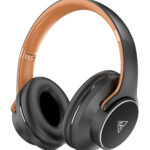 DOQAUS headphones DESIGN 1, ασύρματα & ενσύρματα, Φ40mm, 600mAh, μαύρα/καφέ
