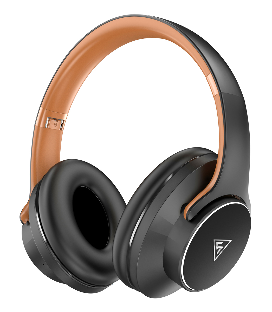 DESIGN1-BR DOQAUS headphones DESIGN 1, ασύρματα & ενσύρματα, Φ40mm, 600mAh, μαύρα/καφέ - Image 1