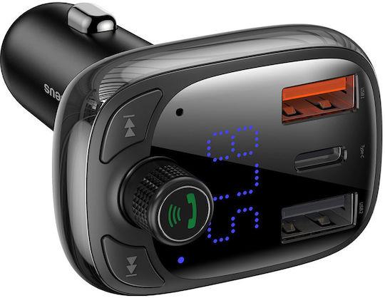 GER-BAS-CCMT000101 BASEUS T SHAPED S-13, BLUETOOTH FM TRANSMITTER, MP3 PLAYER, ΜΑΥΡΟ - Image 1