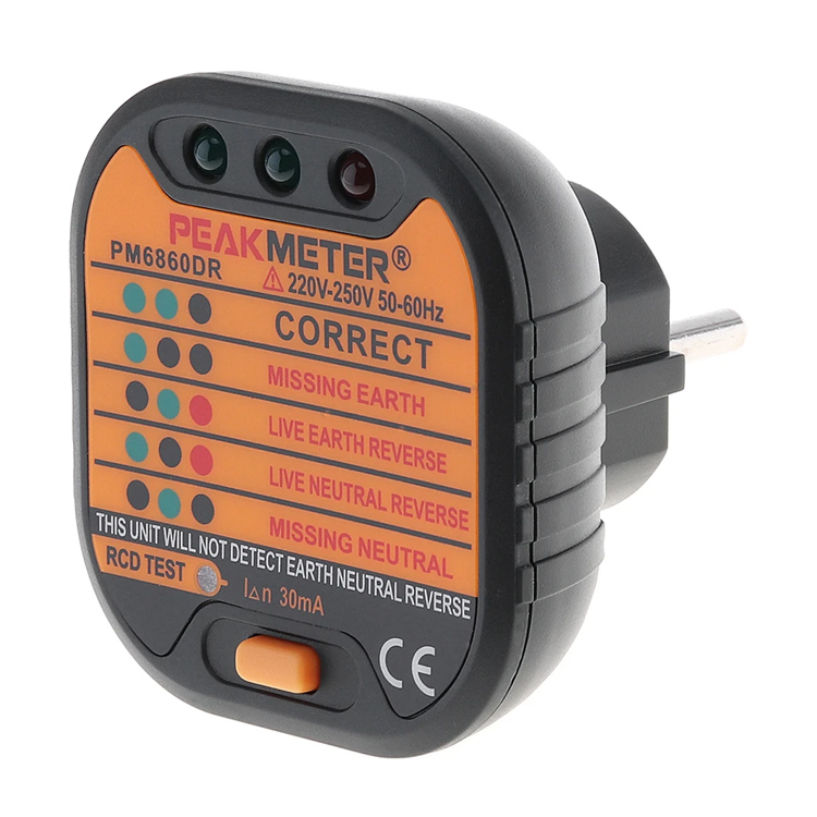 LX6860DR PEAKMETER tester πρίζας PM6860DR, 220-250V 50-60Hz - Image 1