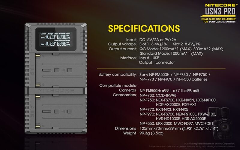 Φορτιστής NITECORE USN3 Pro για SONY - Image 2