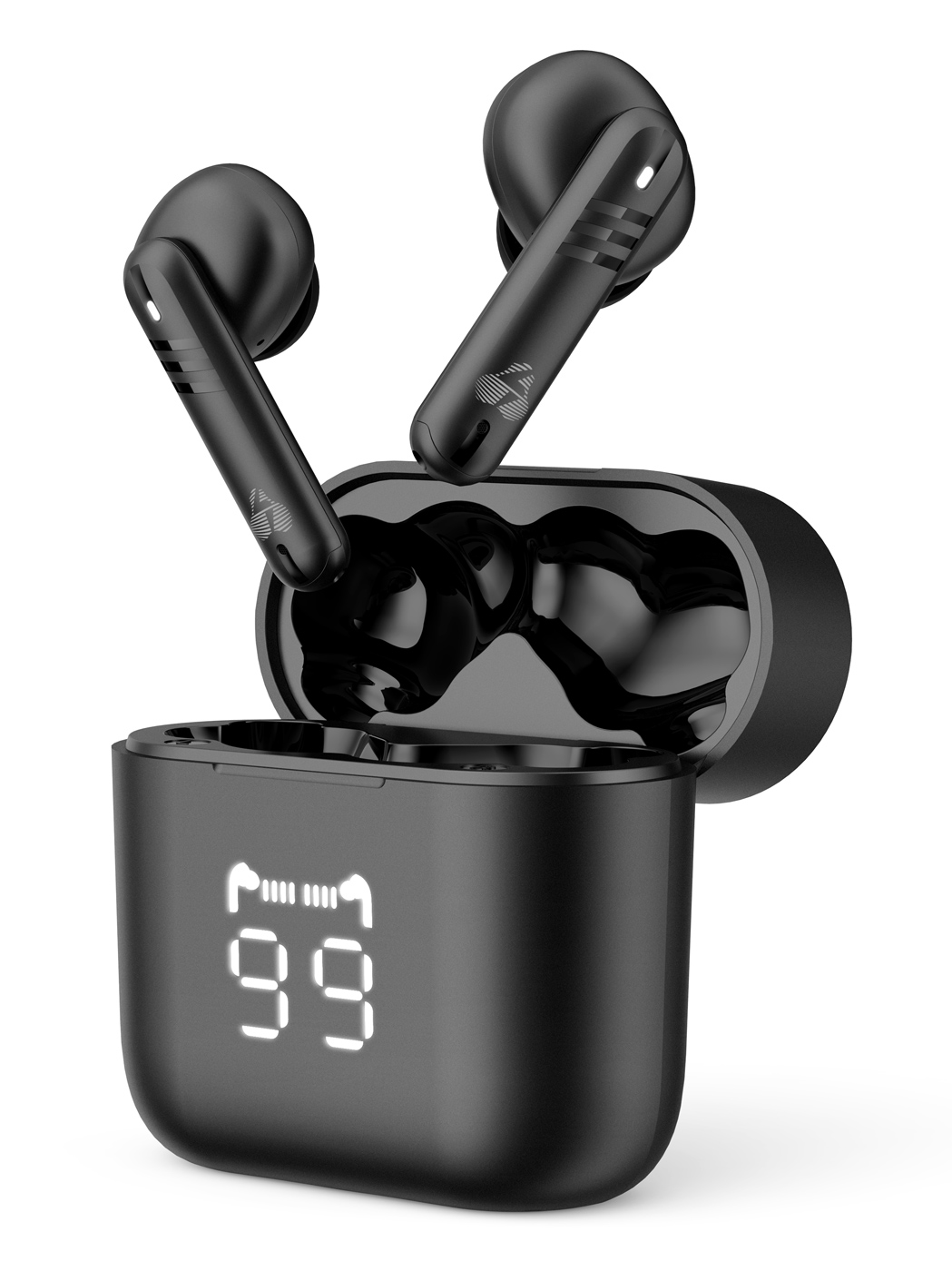 PT-1227 POWERTECH earphones με θήκη φόρτισης PT-1227, TWS, ENC, 30/480mAh, μαύρα - Image 1