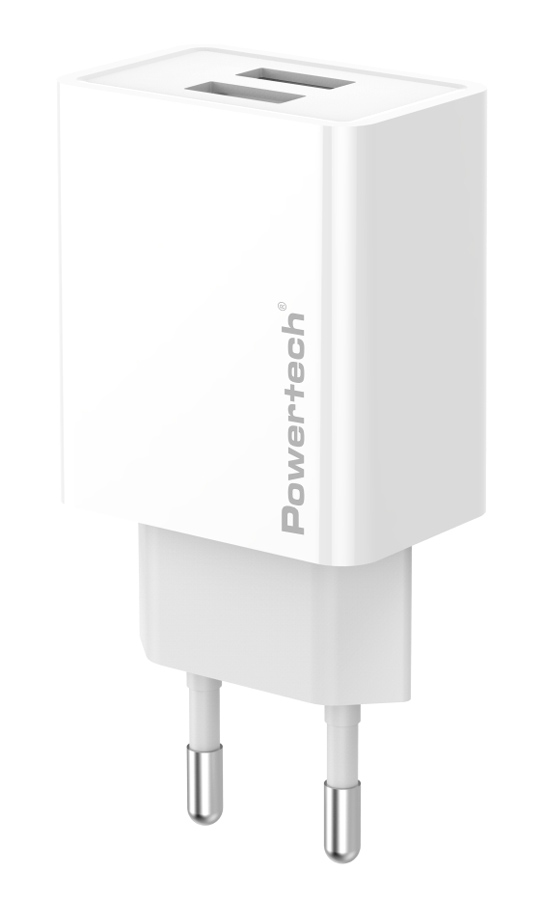 PT-1321 POWERTECH φορτιστής τοίχου PT-1321, 2x USB, 12W, λευκός - Image 1