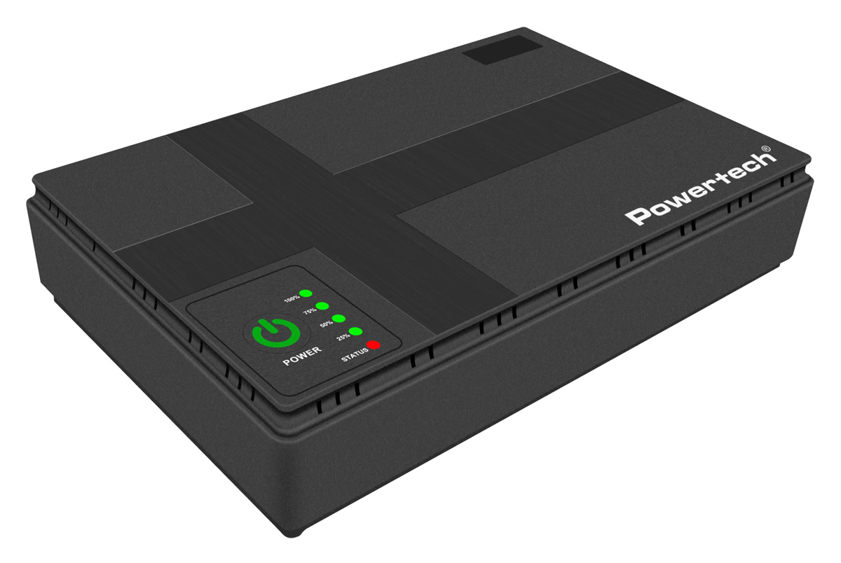 PT-1435 POWERTECH mini DC UPS PT-1435, 36W, 10400mAh, 3x DC, USB/LAN/POE, μαύρο - Image 1
