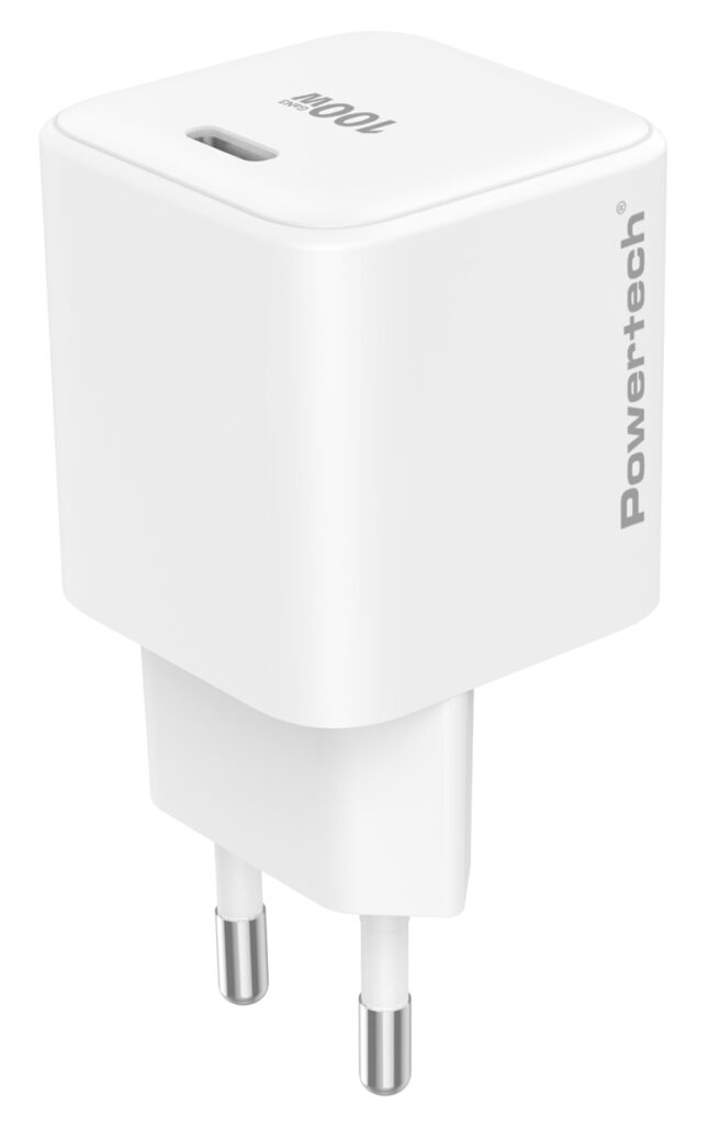 PT-1612 POWERTECH φορτιστής τοίχου PT-1612, USB-C, 100W, GaN, AVS, λευκός - Image 1