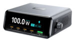 POWERTECH σταθμός φόρτισης PT-1622 με οθόνη, USB & 4x USB-C, GaN, 100W, ασημί