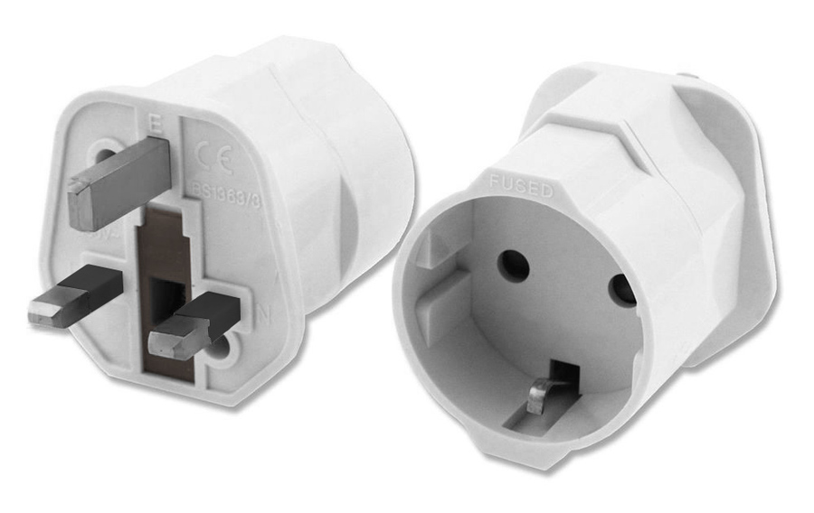 PT-991 POWERTECH αντάπτορας ρεύματος PT-991, UK σε German type, 13A, λευκός - Image 1