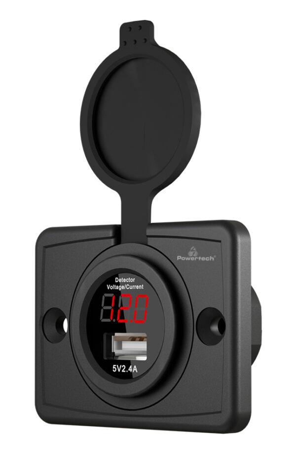 POWERTECH πρίζα USB για σκάφη & οχήματα PTL-006 με οθόνη, 12W, IP65