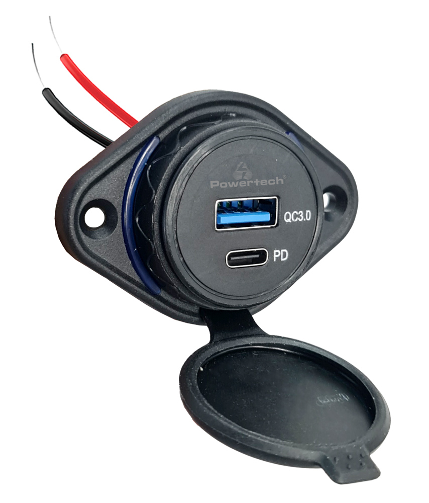 PTL-007 POWERTECH πρίζα USB για σκάφη & οχήματα PTL-007, USB & USB-C, 36W, IP65 - Image 1