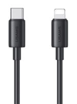 USAMS καλώδιο Lightning σε USB-C US-SJ712, 30W, 480Mbps, 1m, μαύρο